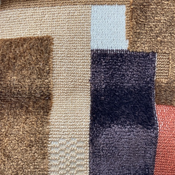 Vintage Hand Bag. Leather Trim, Geometric Fabric Stripes - Picture 9 of 9